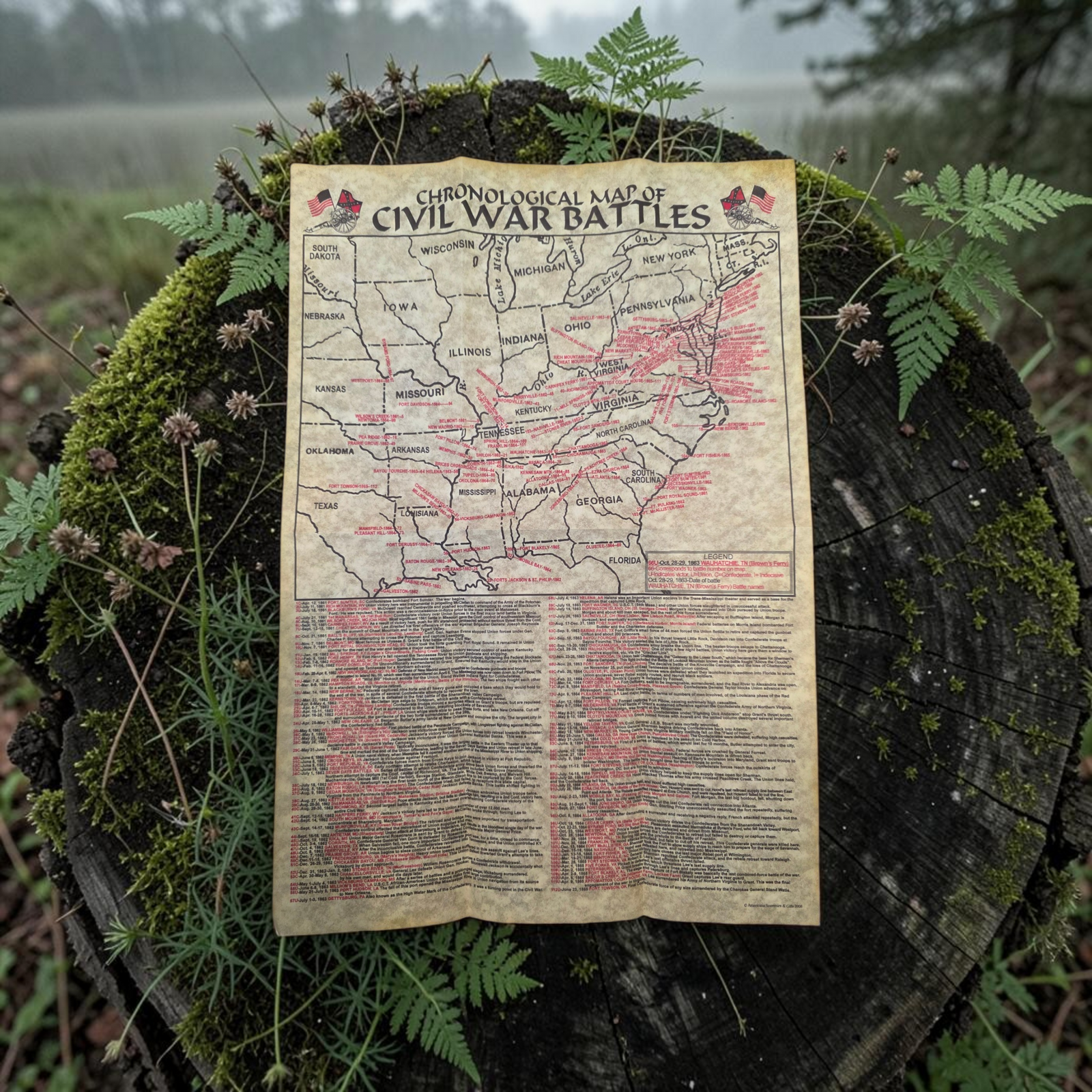 Civil War Battlefield Map 1861-1865