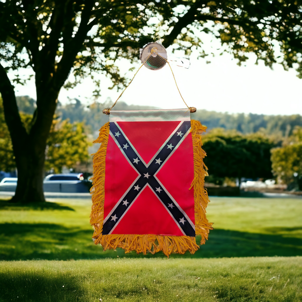 Battle Flag 4x6 Mini Banners w/ Brass Staff and Suction Cup